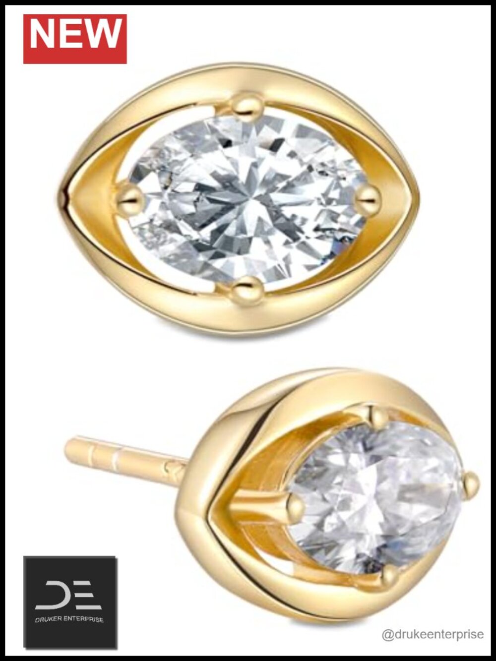 Moissanite Stud Earrings 925 Sterling Silver Oval Cut Women Gift